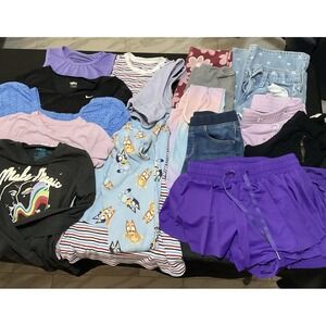 Mixed Brands Outfit Lot Girls size 10-12 Tops Bottoms Jeans Leggings Bluey 18 Pc